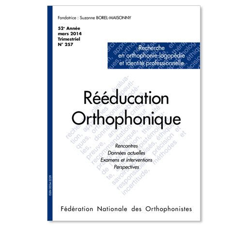 Image principale de N° 257 - Recherche en orthophonie-logopédie et identité professionnelle (pdf)